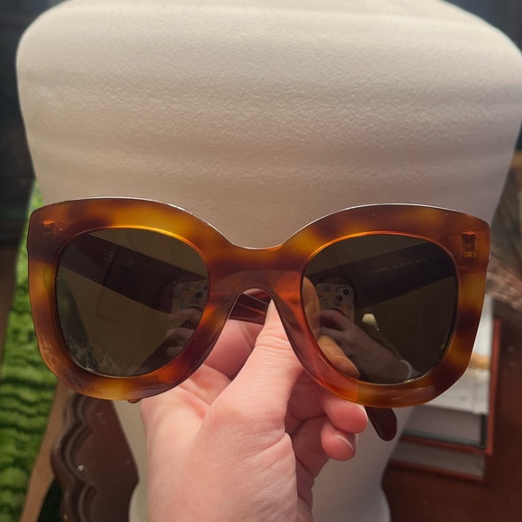 Celine Oversized Round Tortoise Shell Sunglasses CL4005 IN Blonde Orange Brown - Picture 3 of 14